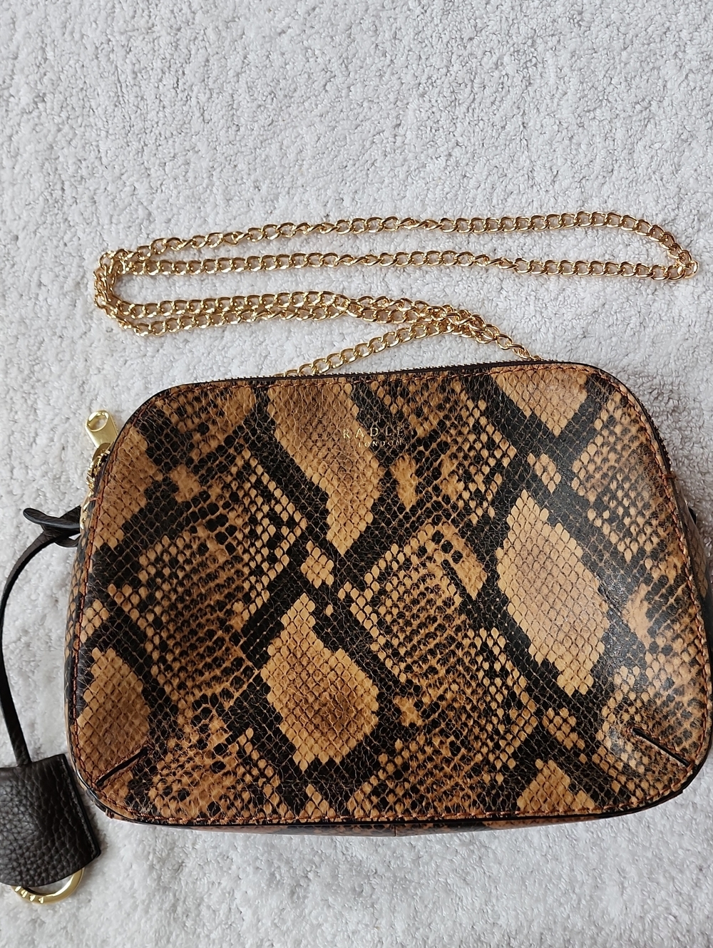 RADLEY LONDON Women's Tan and Black Snake-Print Crossbody Bag Preowned